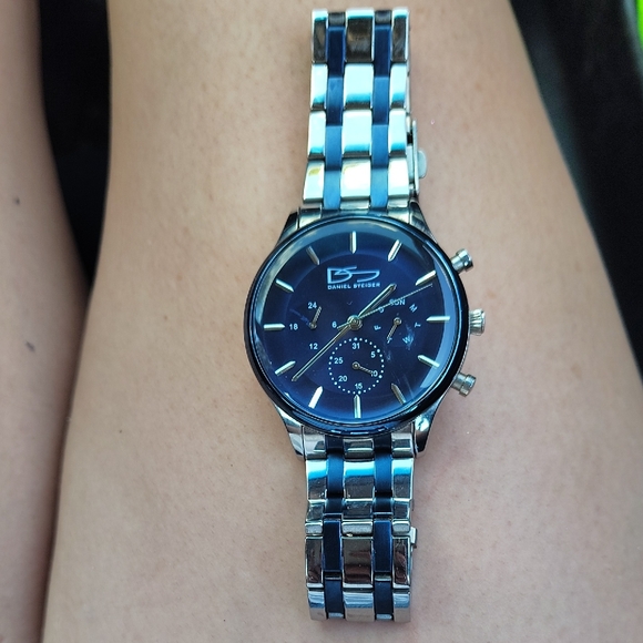 Men's Chronograph Watch - Silver and Blue - Picture 1 of 1